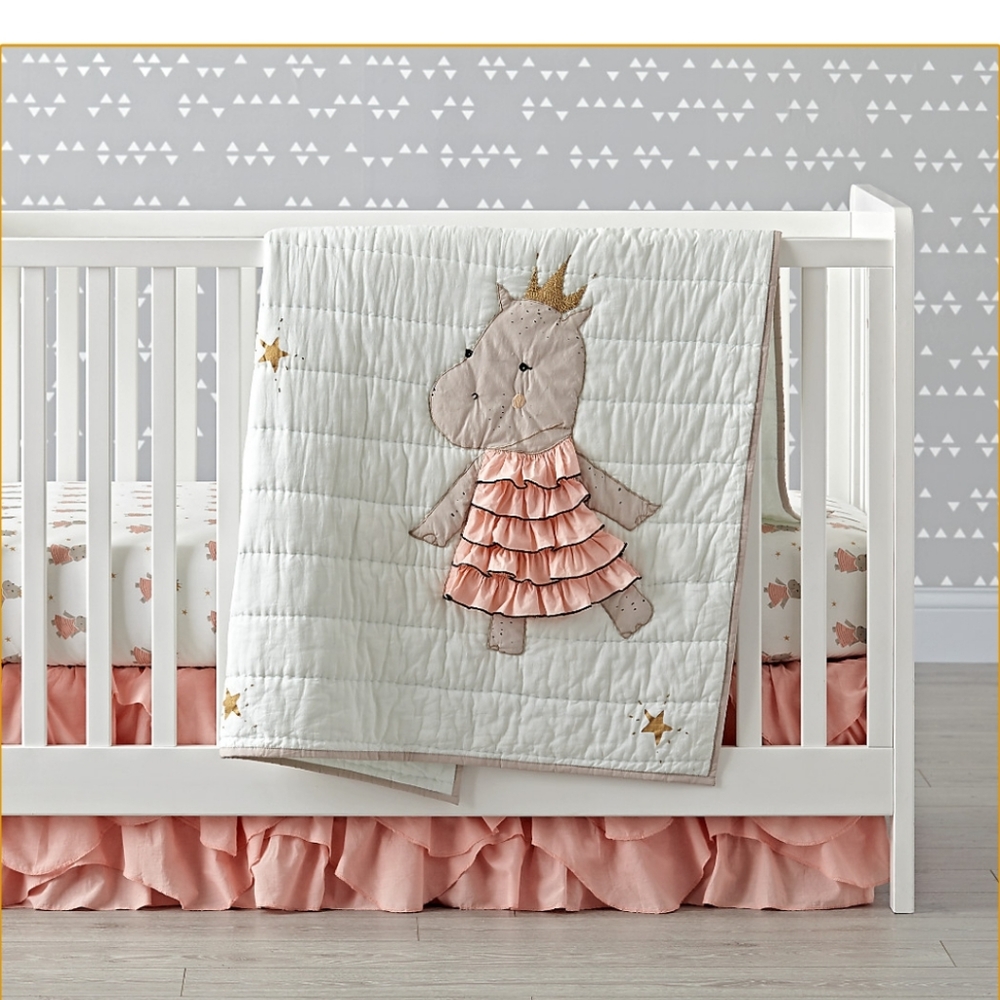 Land of Nod Royal Hippo Quilt and Crib Skirt